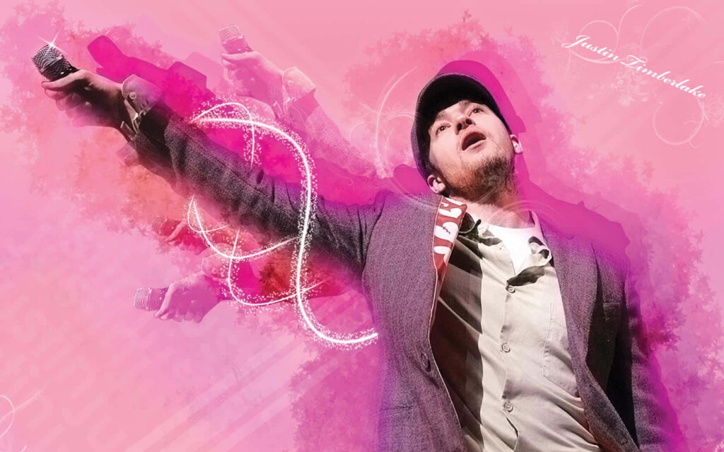Dynamic Justin Timberlake Wallpaper: Vibrant Pink Background