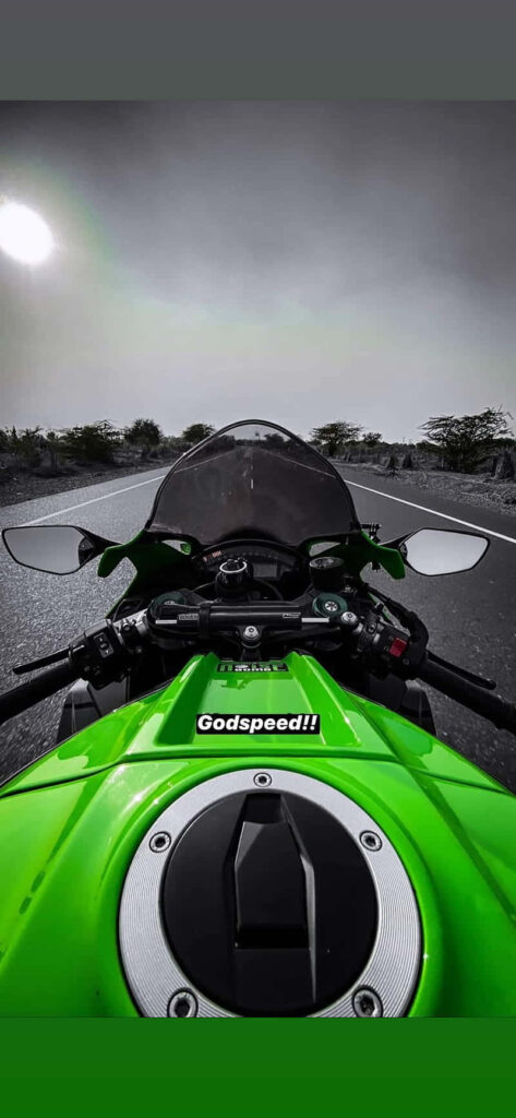 Vibrant Kawasaki Bike Desktop Wallpaper - Godspeed!! on Open Road