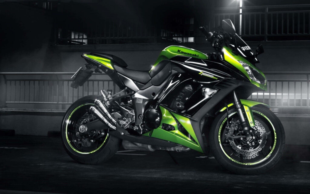 Dynamic Kawasaki Wallpaper: Adrenaline in Neon Green and Black