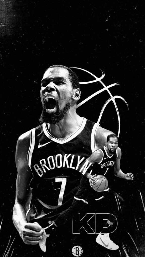 Dynamic Kevin Durant Wallpaper: Intense Energy on Black Background