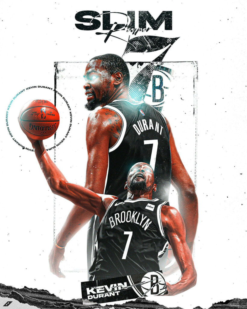 Dynamic Kevin Durant Wallpaper: Bold Brooklyn Nets Basketball Image