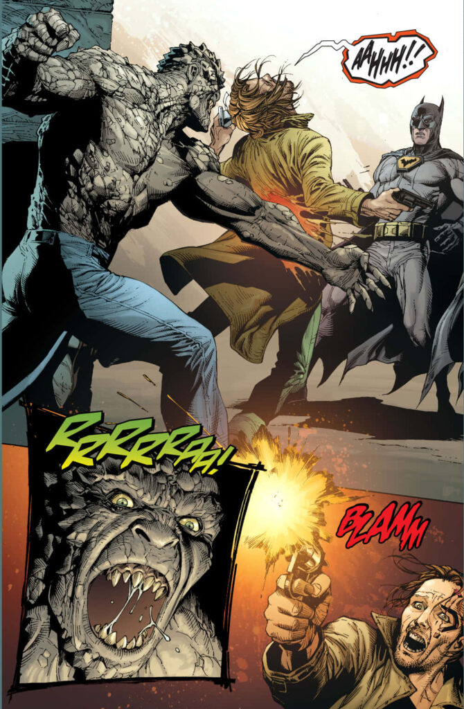 Dynamic Killer Croc vs. Batman: Intense Comic-Style Wallpaper
