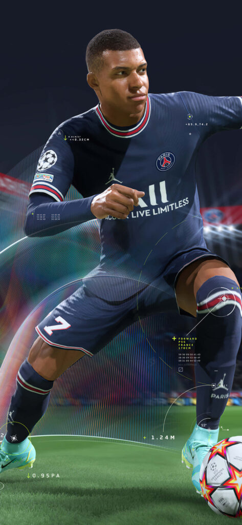 Dynamic Kylian Mbappe Wallpaper: Agility & Focus in Action