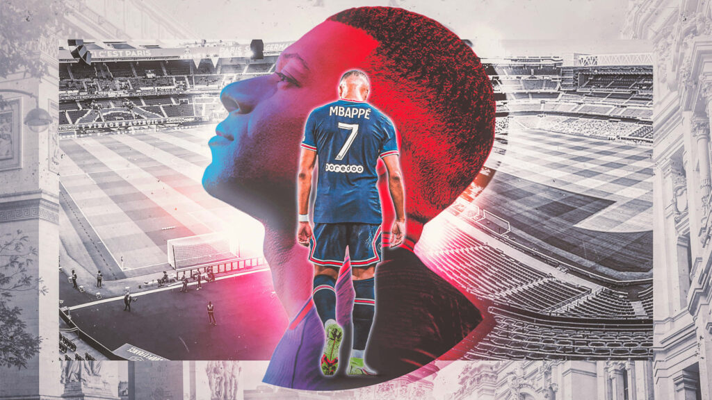 Dynamic Kylian Mbappé Wallpaper: World Champion in Stadium Design