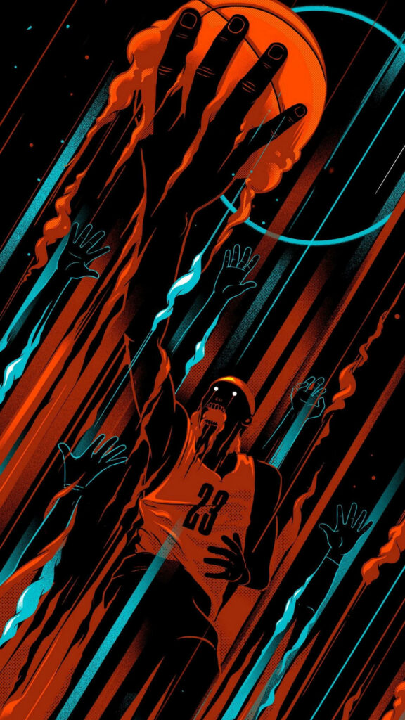 Dynamic LeBron James Wallpaper: Striking Basketball Action Background