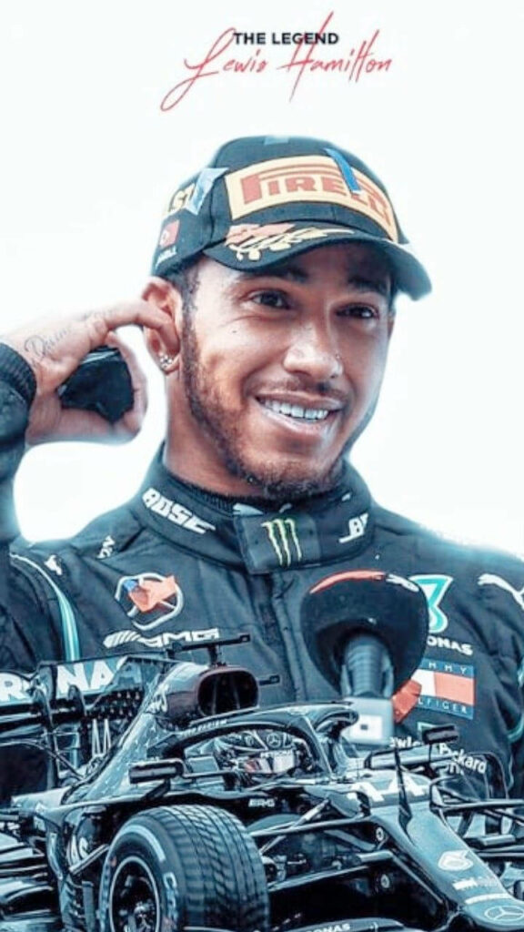 Lewis Hamilton Dynamic Wallpaper: Racing Icon with Mercedes Car