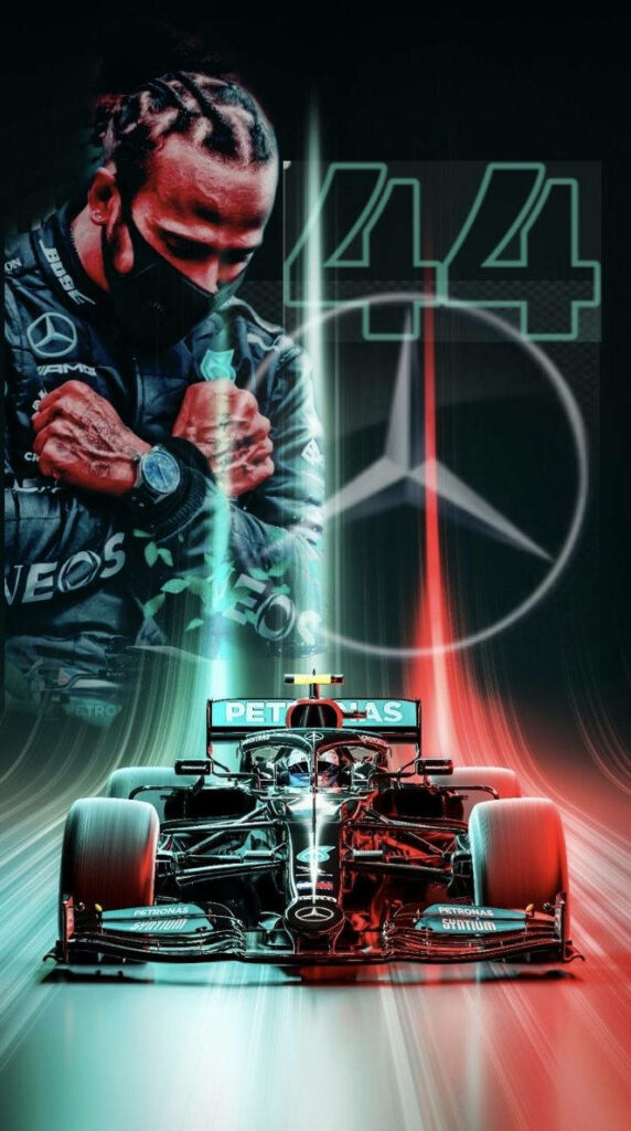 Dynamic Lewis Hamilton Wallpaper: F1 Speed & Intensity with Mercedes