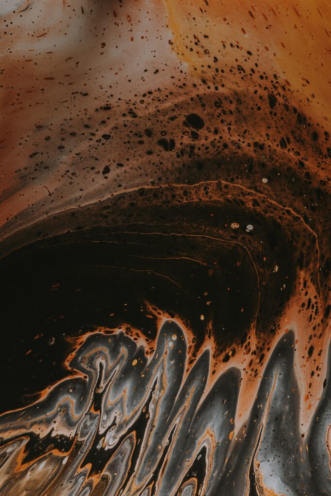 Abstract Liquid Paint Swirls Wallpaper: Brown & Beige Background Art