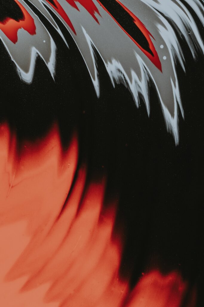Dynamic Liquid Paint Abstract Wallpaper in Bold Red & Gray