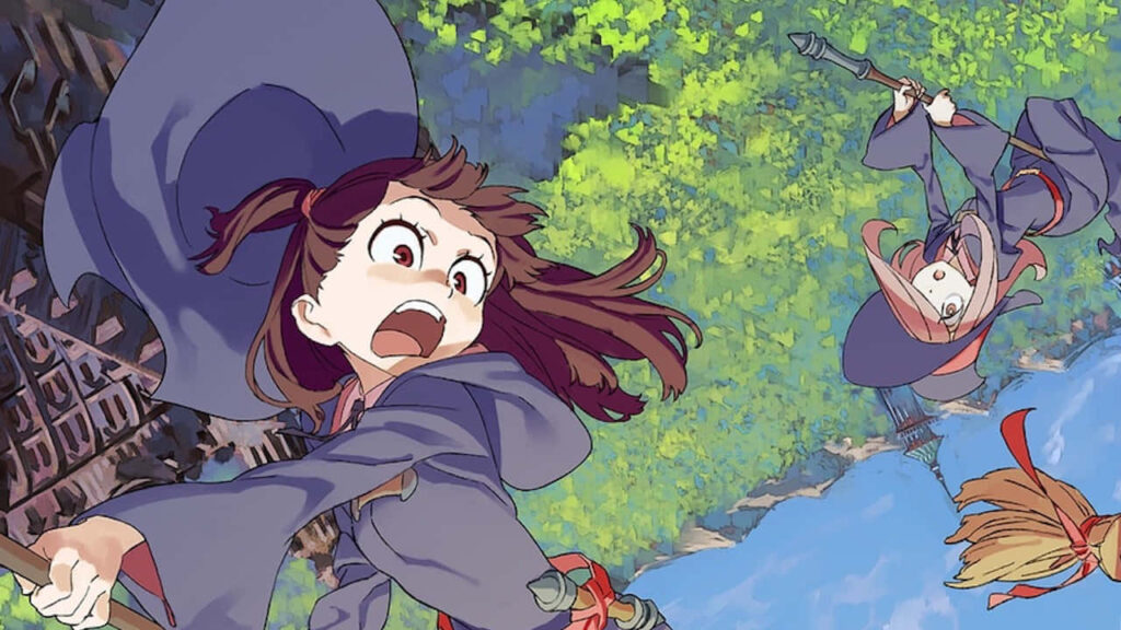 Frightened Atsuko Akko Kagari in Little Witch Academia Wallpaper