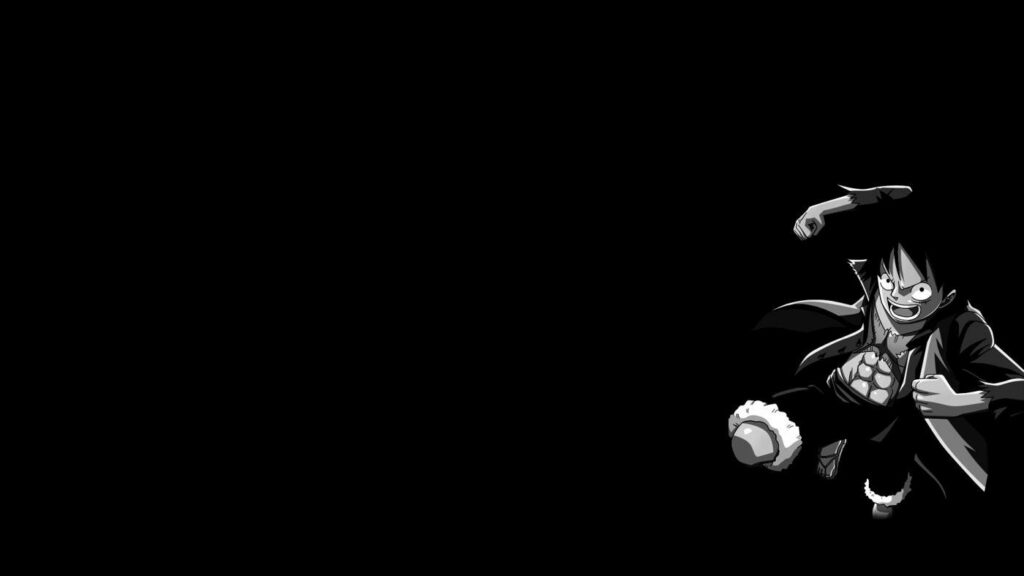 Bold Black and White Luffy Wallpaper: Minimalist Adventure Design