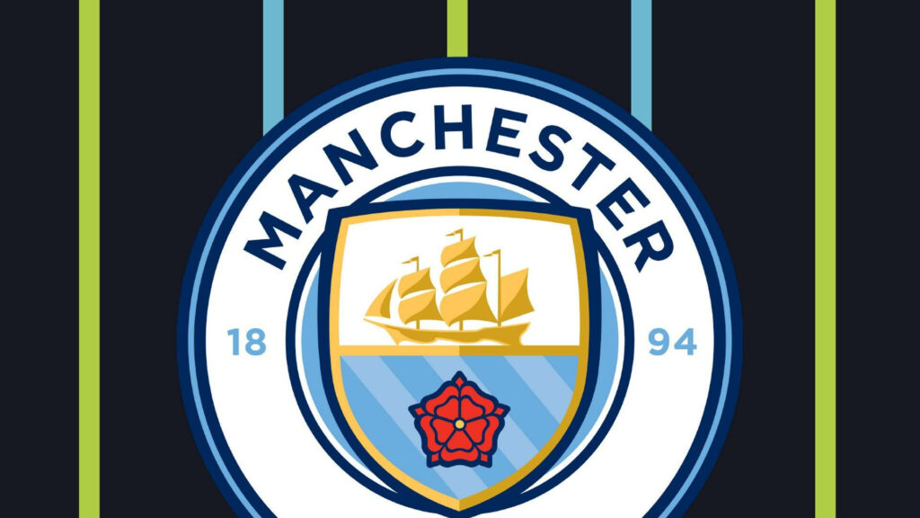 Manchester City wallpaper with iconic club logo and bold modern design for team pride fans