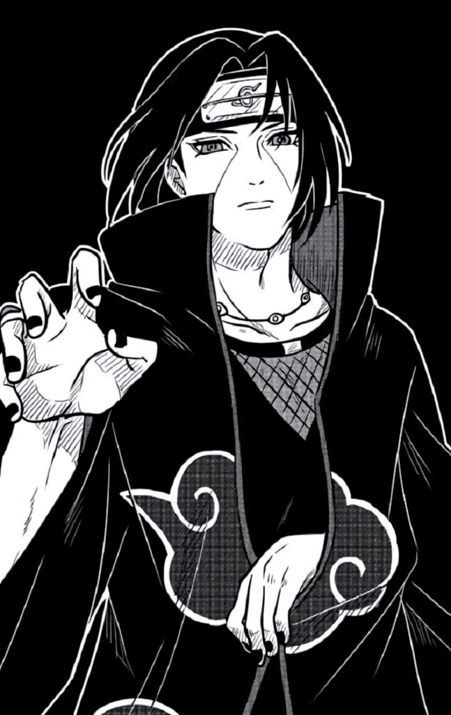 Manga-Style Black-and-White Wallpaper: Intense Cloaked Character Art