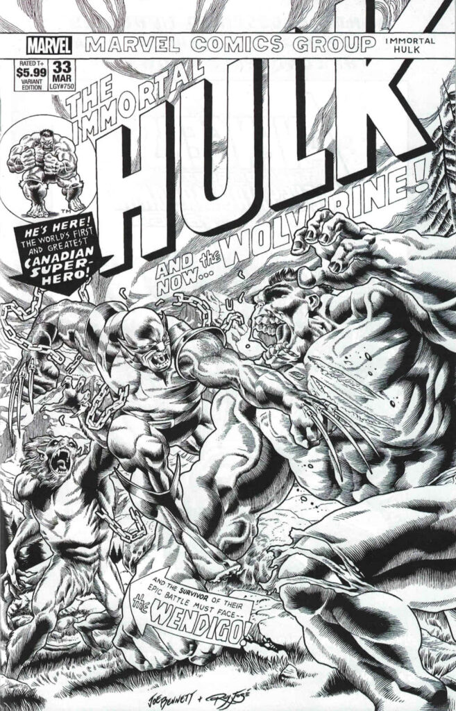 Dynamic Monochrome Wallpaper: Wolverine vs. Hulk Comic Art