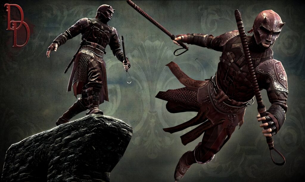 Medieval Daredevil Armor Wallpaper: Action-Packed Dynamic Background