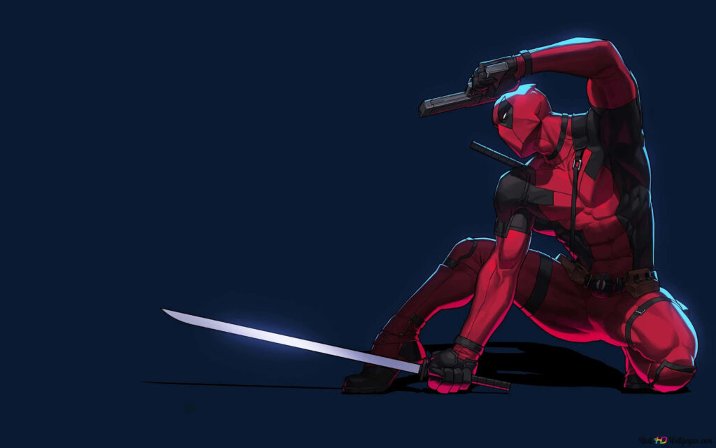 Dynamic Minimalist Wallpaper: Character in Red & Black Suit