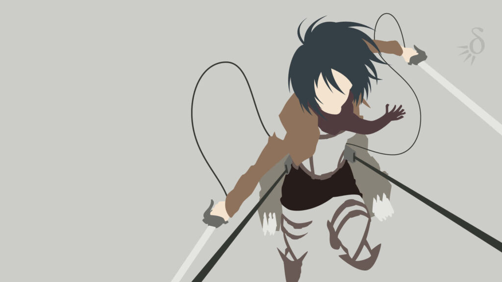 Dynamic Minimalist Wallpaper: Attack on Titan-Inspired Outline Art