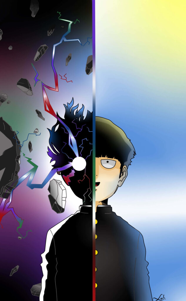 Dynamic Mob Psycho 100 Split Wallpaper: Chaos vs Calm