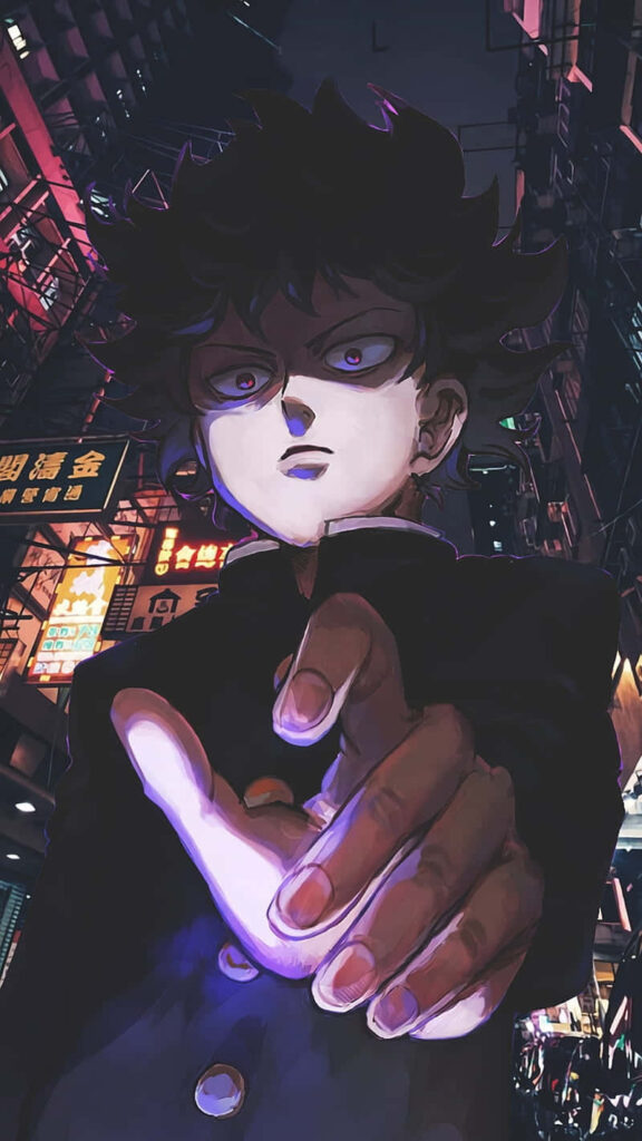 Dynamic Mob Psycho 100 Wallpaper: Intense Urban Night Scene