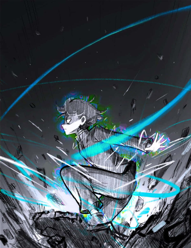 Dynamic Mob Psycho 100 Wallpaper: Intense Energy and Vibrant Colors