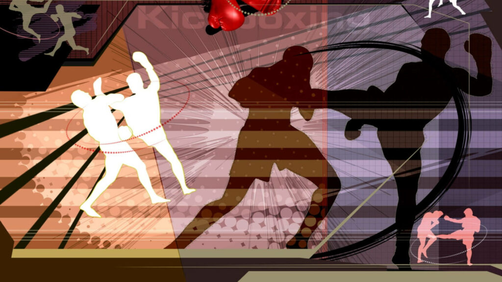 Dynamic Muay Thai Vector Wallpaper - Striking Fighters in Action