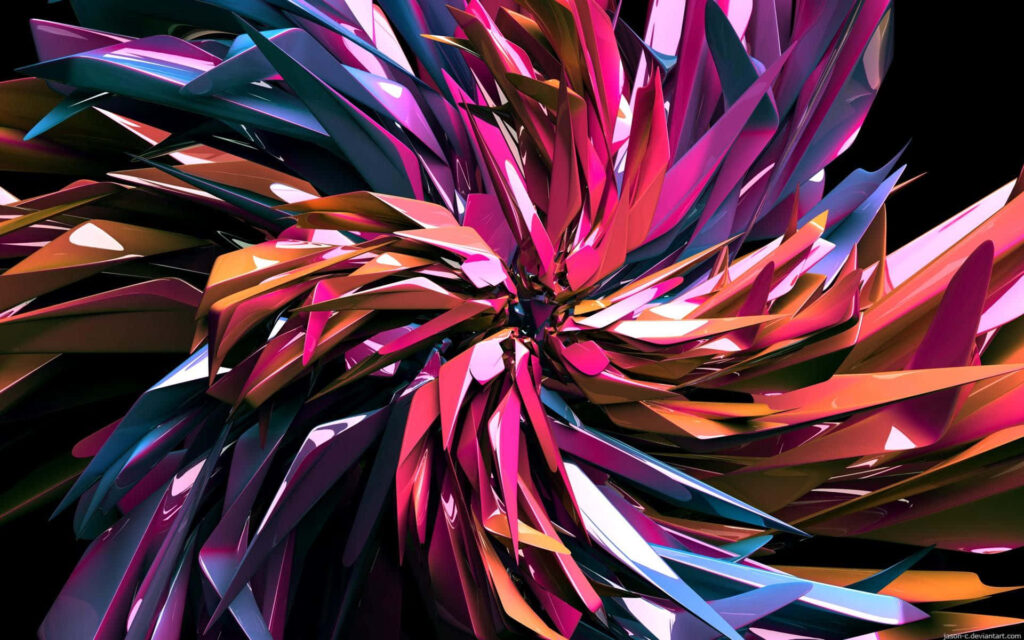 Vibrant Abstract Laptop Wallpaper with Colorful Shards on Dark Background