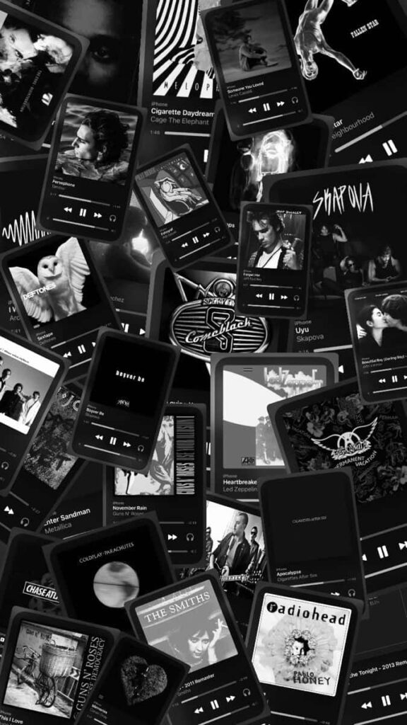 Stylish Black-and-White Music Streaming App Wallpaper Background