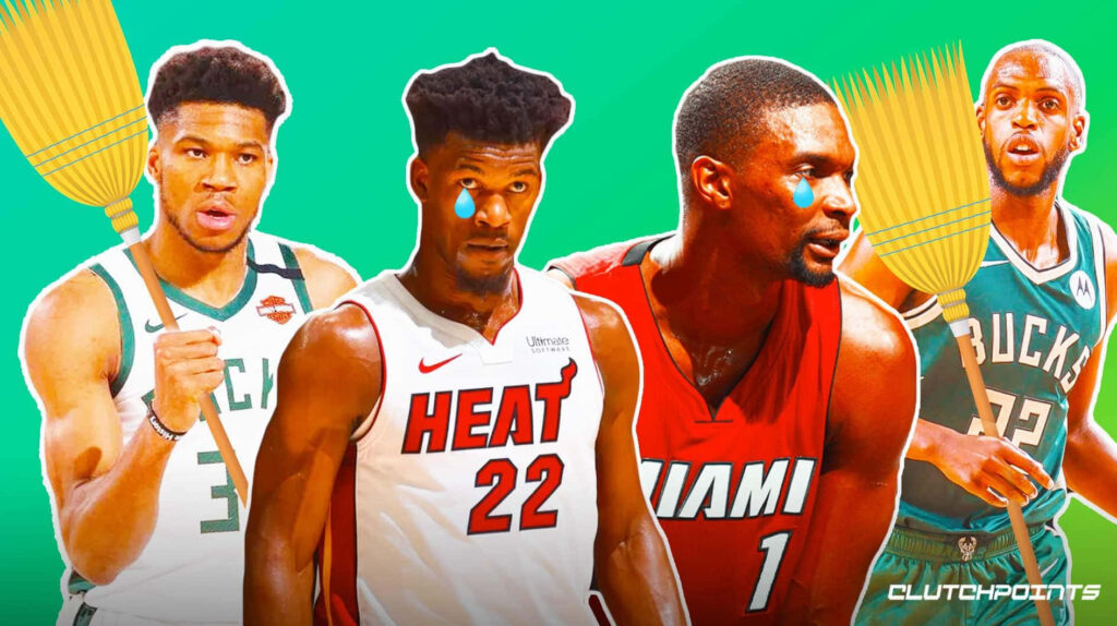 Vibrant NBA wallpaper with Giannis Antetokounmpo Jimmy Butler Chris Bosh Khris Middleton rivalry