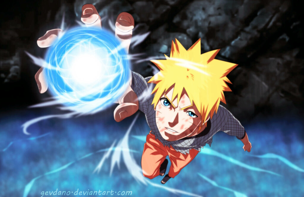 Explosive Rasengan Battle: Naruto's Epic Energy Burst Captured in Wallpaper