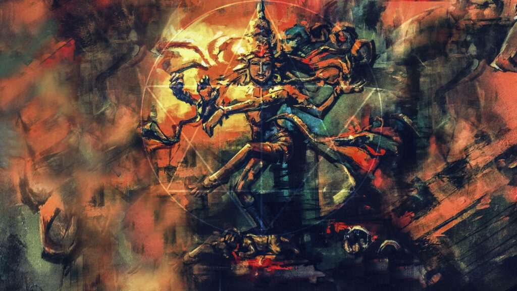 Dynamic Nataraja Wallpaper: Modern Abstract Dance of Lord Shiva