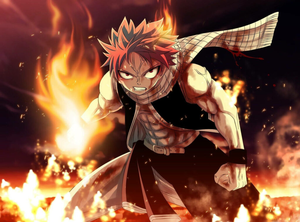 Natsu's Fiery Powers: Intense Fairy Tail Dynamic Wallpaper Background