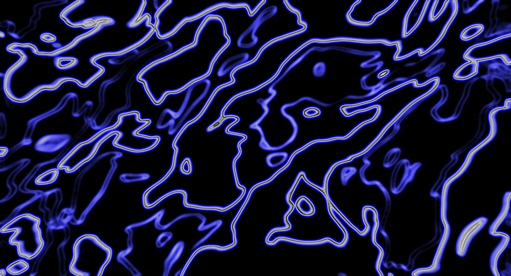Vibrant Neon Blue Abstract Wallpaper with Dynamic Maze-Like Design
