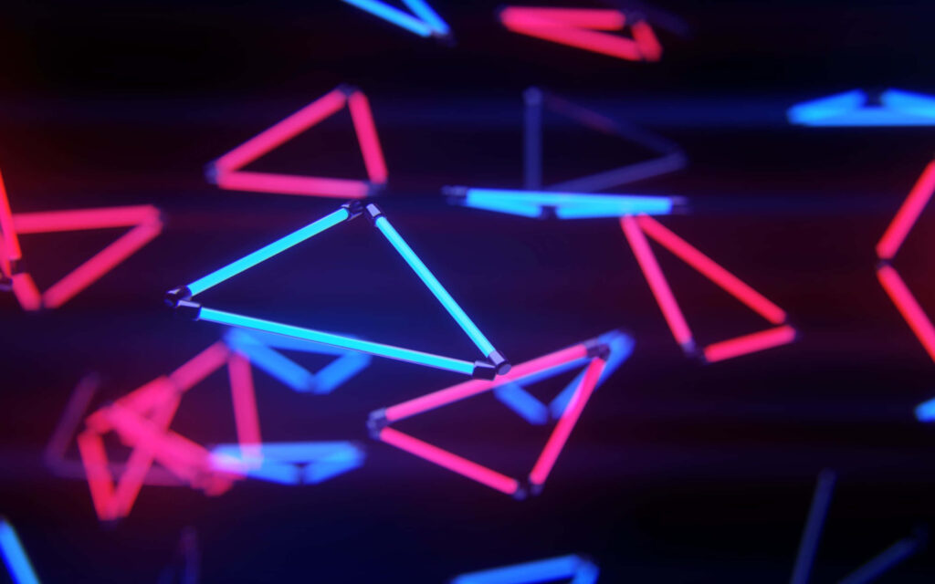 Dynamic Neon Triangles Wallpaper - Blue & Pink Abstract Background