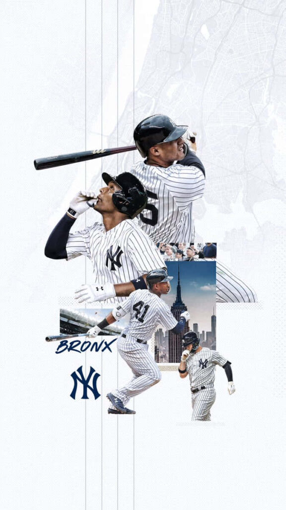 Dynamic New York Yankees Wallpaper: Players in Action & City Backdrop