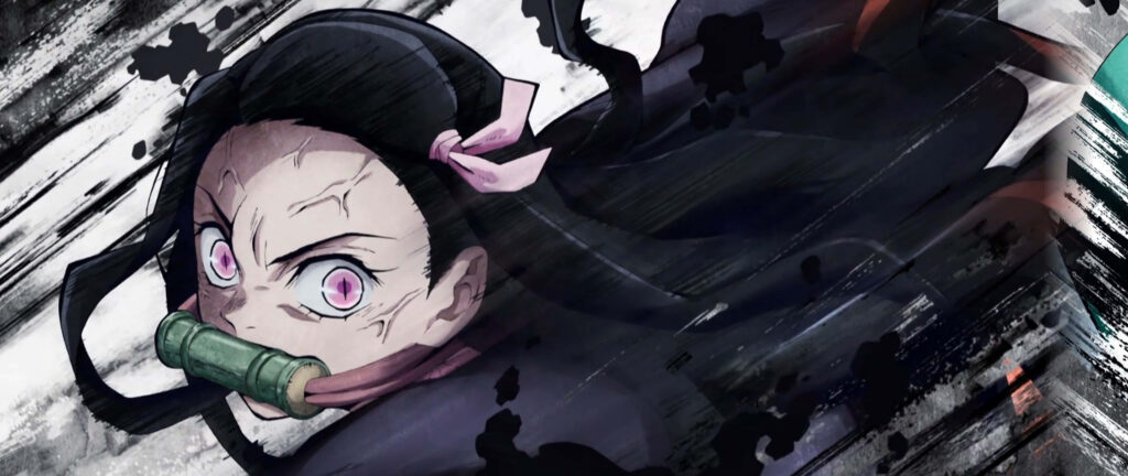Dynamic Nezuko Wallpaper: Bold Art from *Demon Slayer*