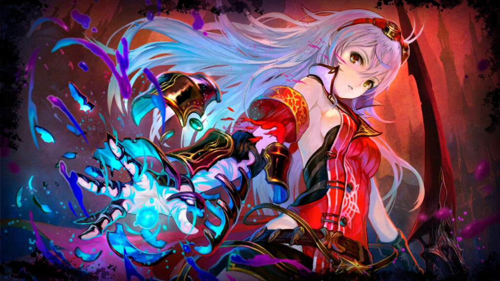 Anime Character Wallpaper from *Nights of Azure*: Dynamic Pose Art