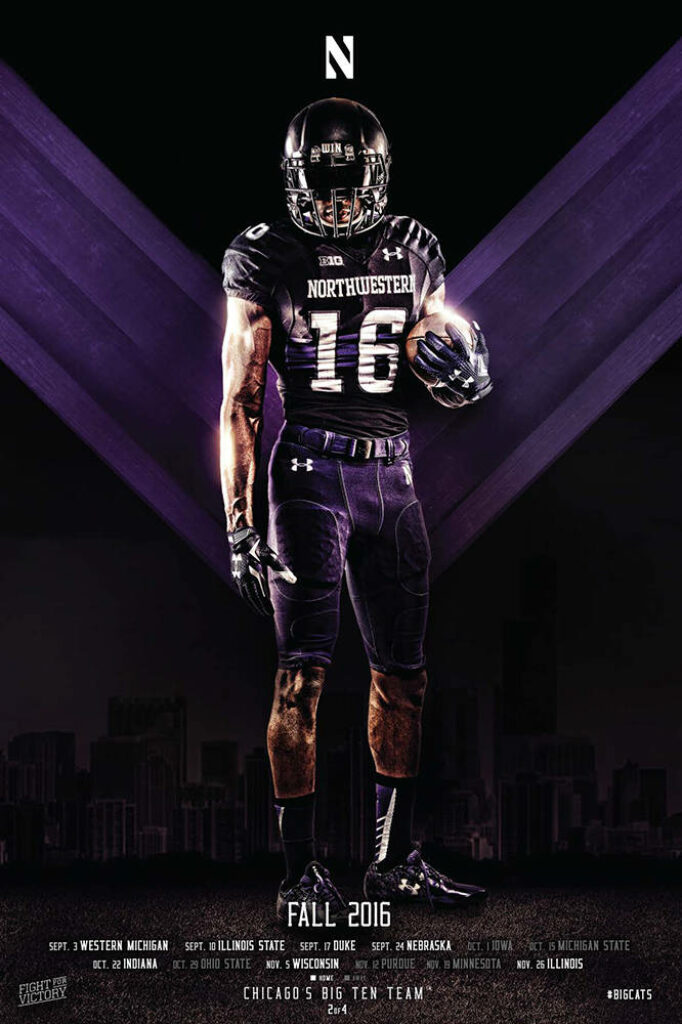 Dynamic Northwestern University Football Player Wallpaper Background