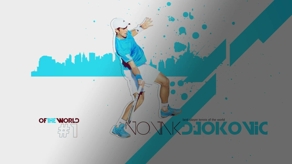 Dynamic Novak Djokovic Fanart Wallpaper with Cityscape Design