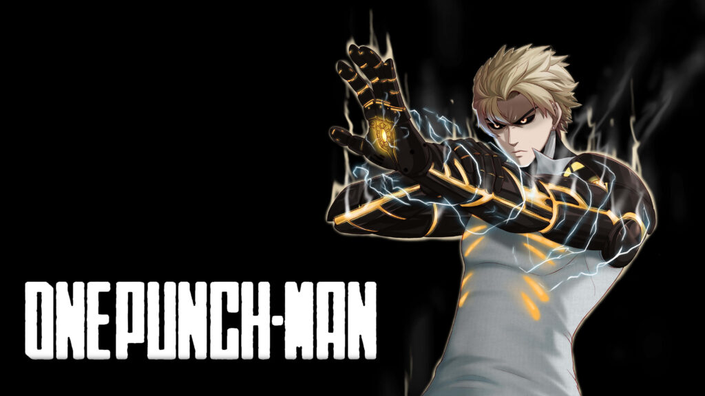 Electrifying One-Punch Man Genos Wallpaper | Dynamic Cyborg Design