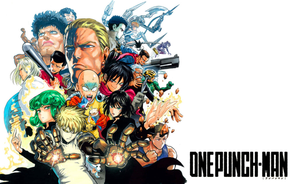 Dynamic One Punch Man Wallpaper: Saitama & Heroes in Action