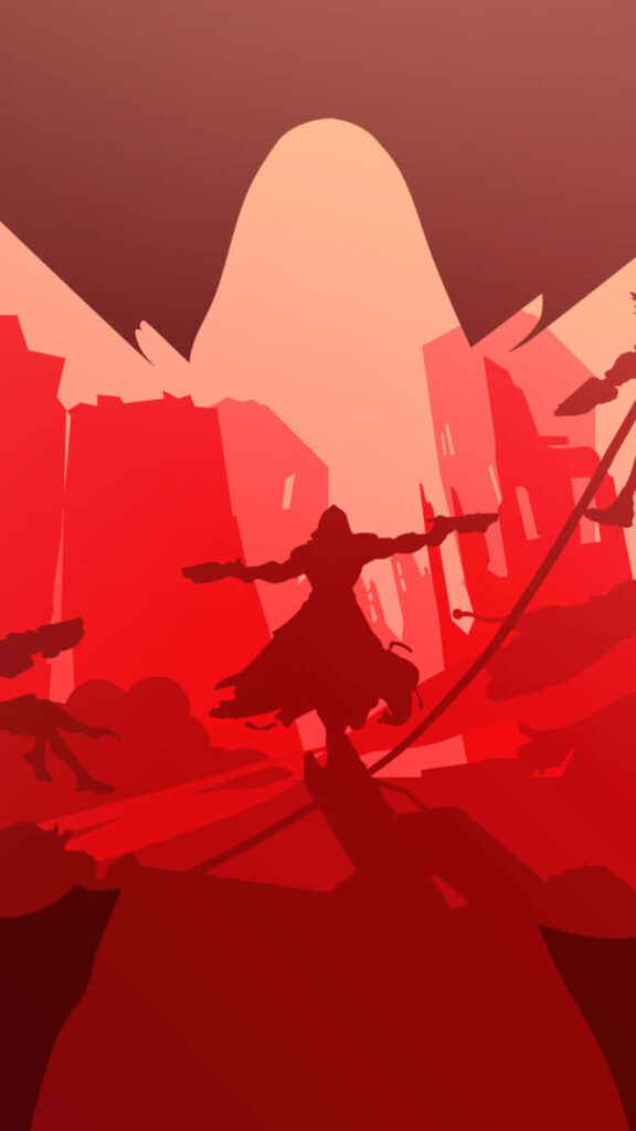 Dynamic Overwatch Character Wallpaper: Bold Red Cityscape Background