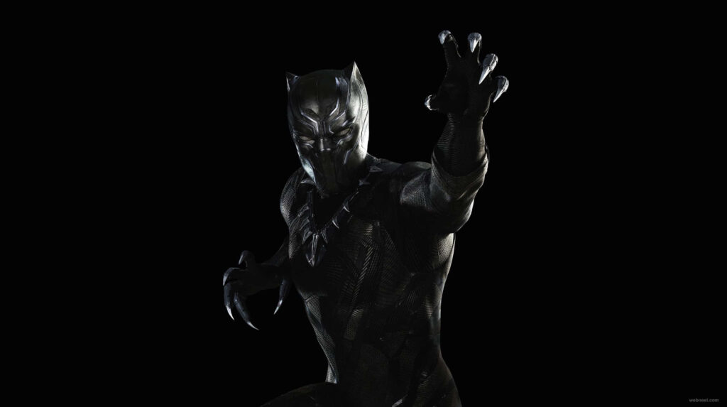 Dynamic Panther Art Wallpaper on Bold Black Background