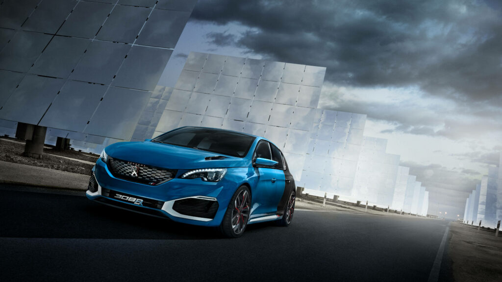 Peugeot 308 R Wallpaper: Dynamic Design with Futuristic Backdrop