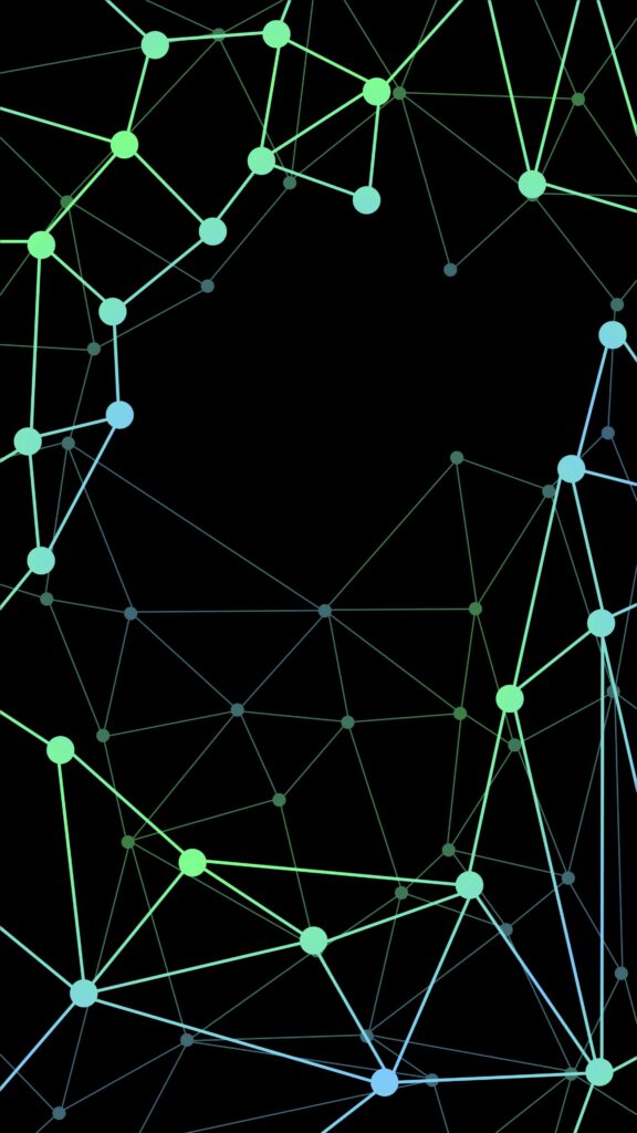 Dynamic Plexus Design Wallpaper: Green to Blue Geometric Background