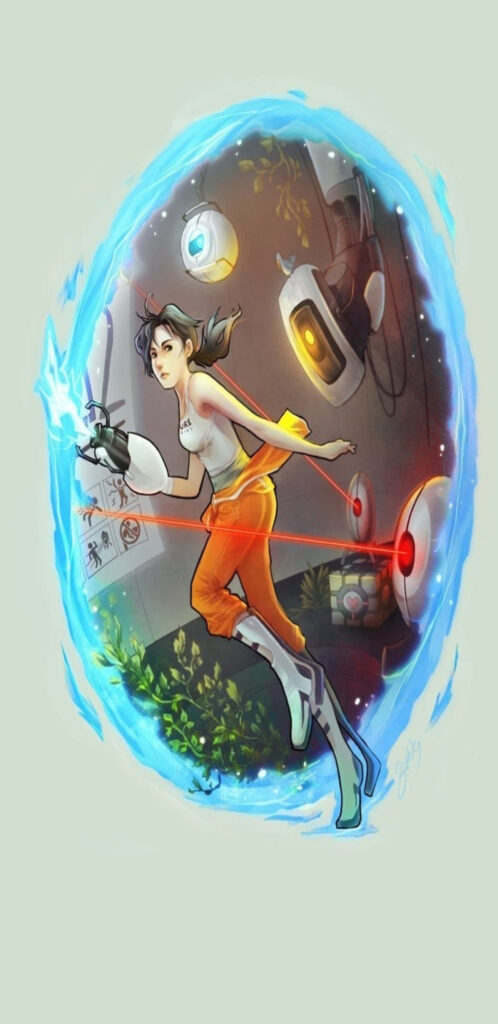 Portal 2 Inspired Wallpaper: Dynamic Scene with Character & GLaDOS