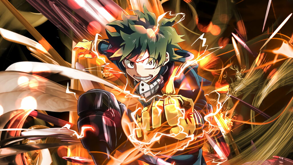 Deku's Heroic Stance: A Stunning 4K Wallpaper for My Hero Academia Fans
