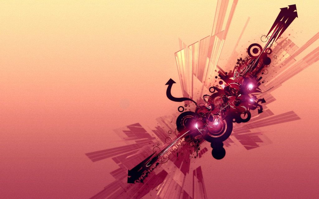 Power of Pink abstract digital art wallpaper with arrows circles and peach pink gradient background