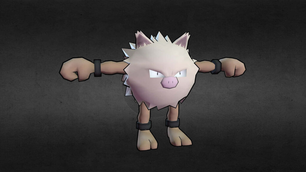 Primeape Wallpaper: Fierce Fighting-Type on Textured Black Background