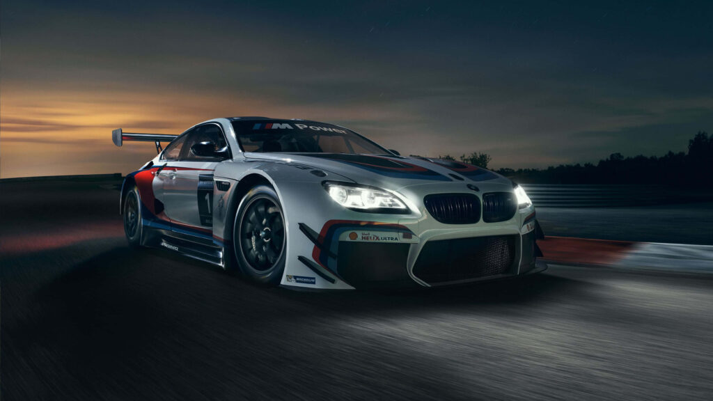 Speed and Style: Captivating BMW M6 GT3 Racing Car with Striking Decals Wallpaper