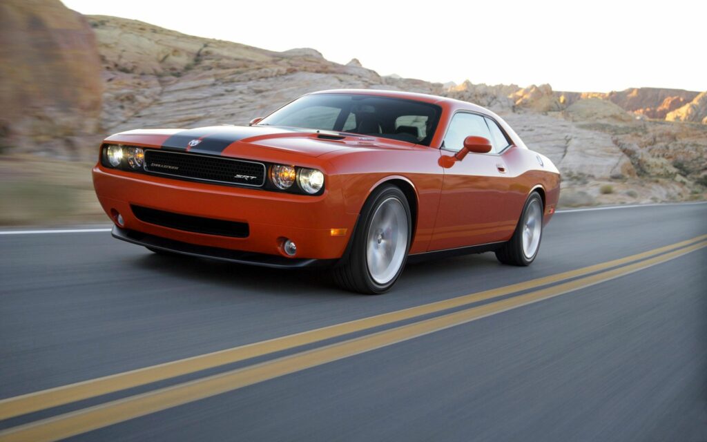 Dynamic Red Dodge Challenger SRT8 Wallpaper: Speed & Sleek Design